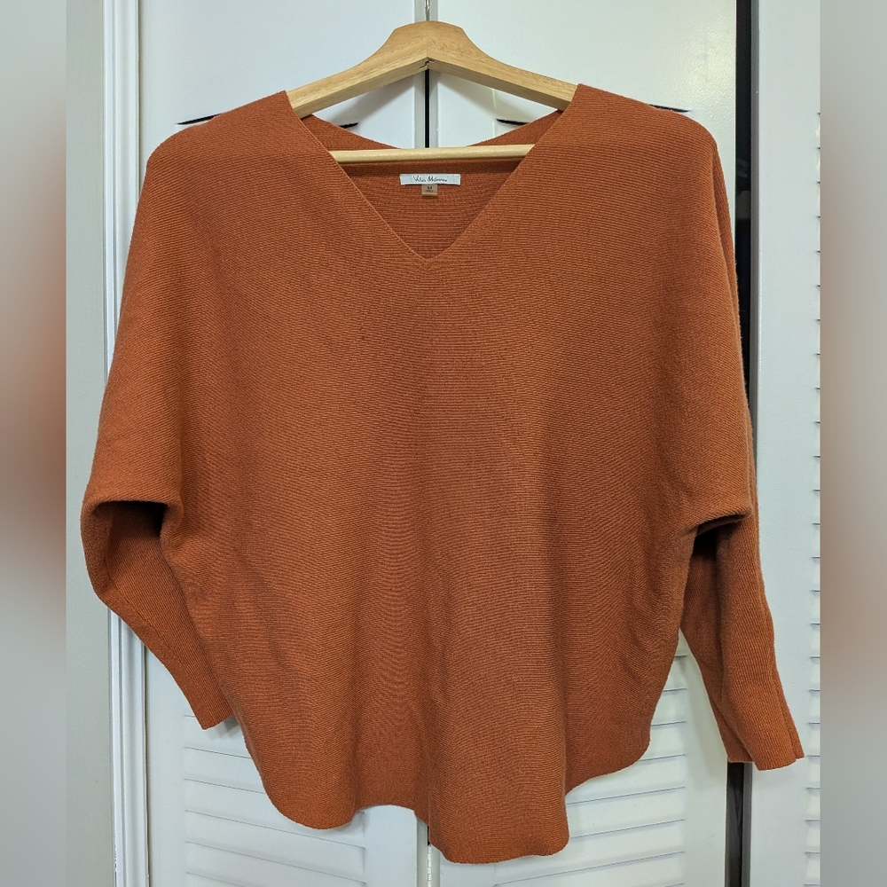 Milano V-Neck Sweater in Warm Rust